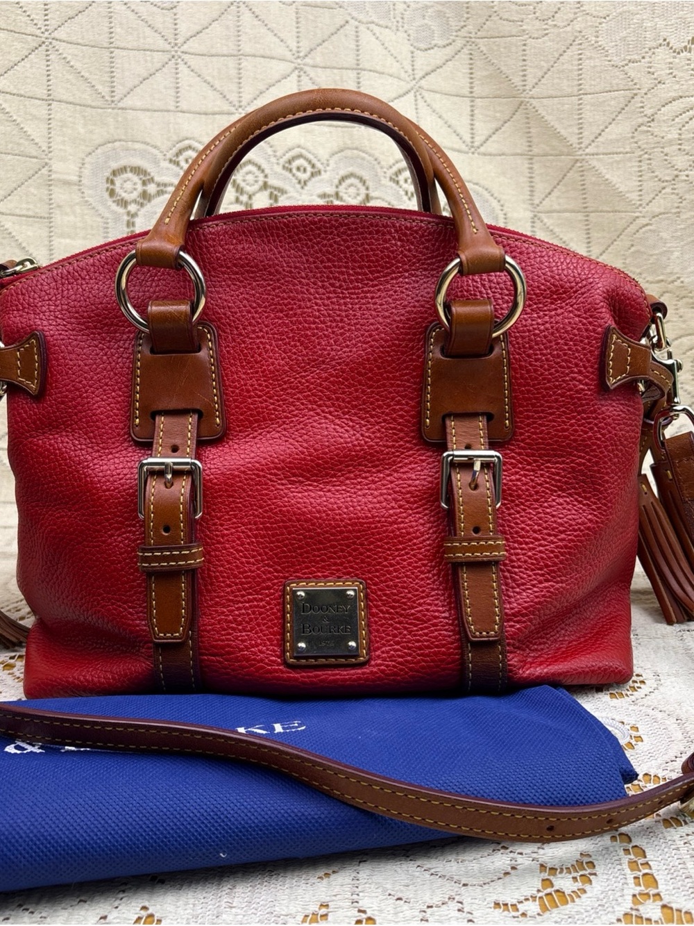 Dooney & Bourke Red Flourentine Leather Bristol Satchel Purse